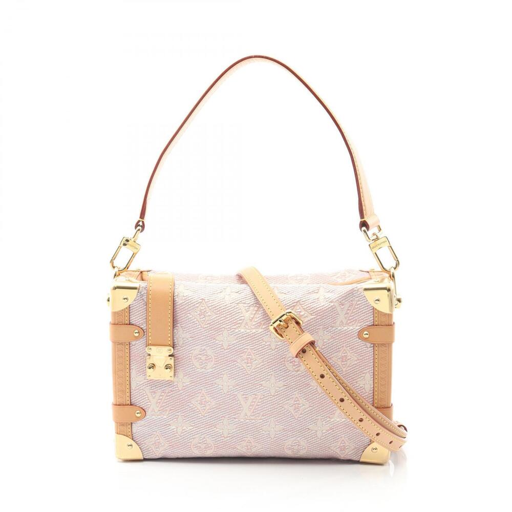 Louis Vuitton Side Trunk Handbag Canvas Leather Pink Brown Tones